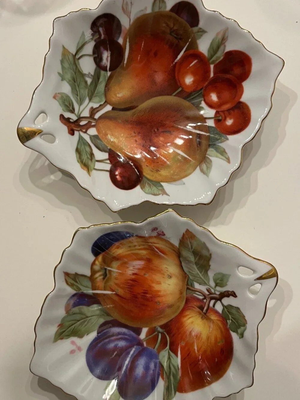 Vintage Mitterteich Bavaria Porcelain Dishes Set of TWO - Fruit Motif Germany
